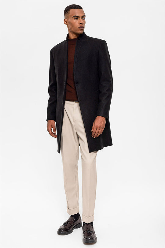 Black судейский воротник мужское пальто - Wessi