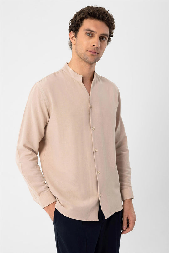 Men's Beige Judge Collar Long Sleeve Shirt - Wessi – Wessi
