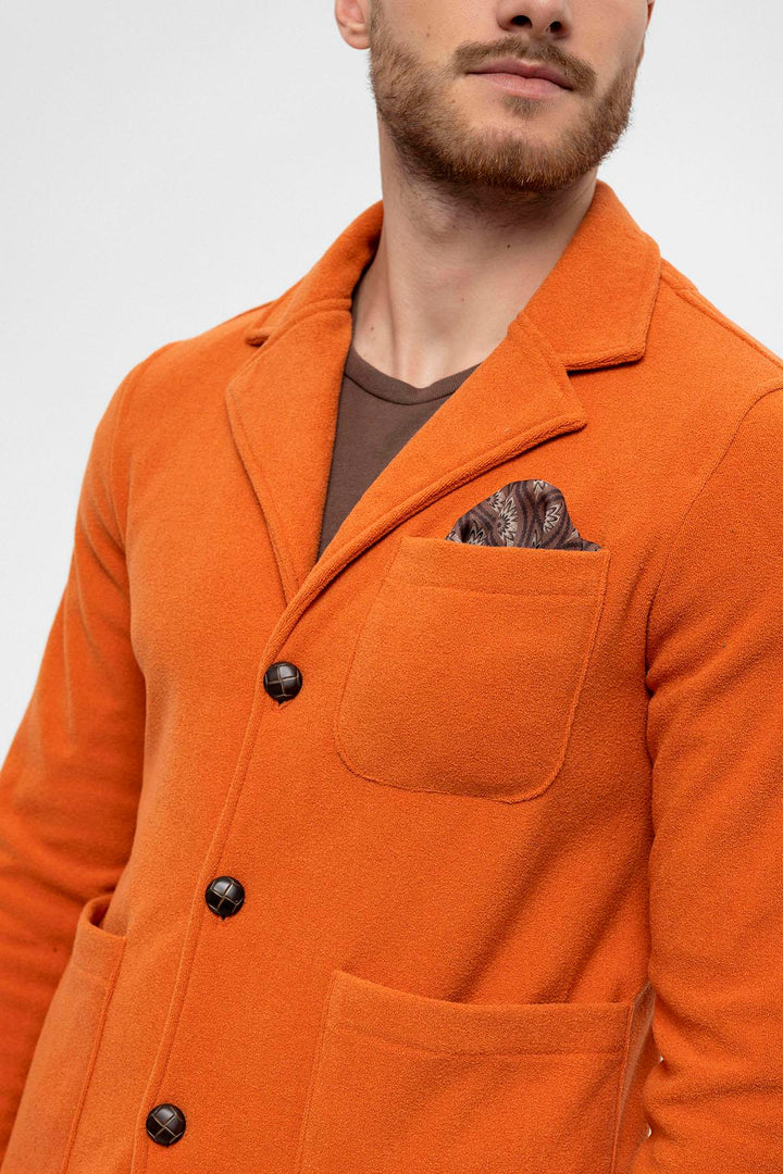 Men's Orange Terry Cloth Spring  Coat - Wessi