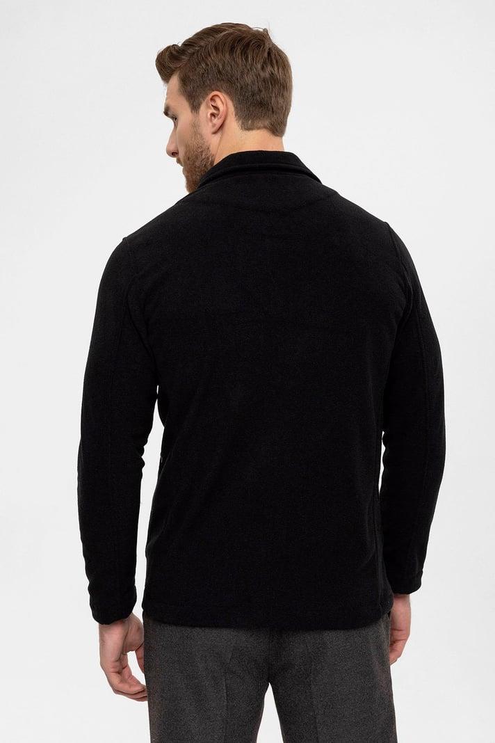 Men's Black Terry Cloth Spring  Coat - Wessi