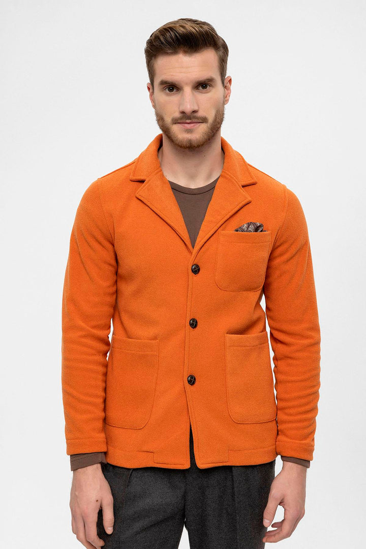 Men's Orange Terry Cloth Spring  Coat - Wessi