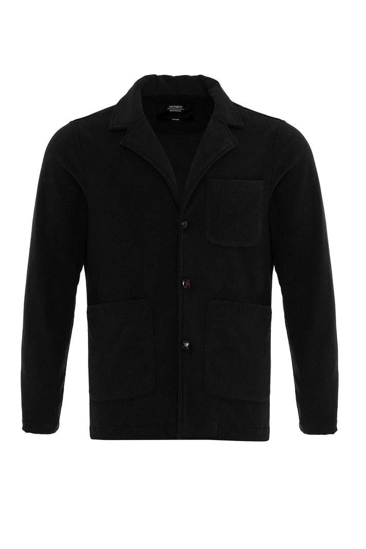 Men's Black Terry Cloth Spring  Coat - Wessi