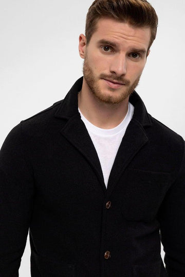 Manteau Printemps Homme Noir en Éponge - Wessi