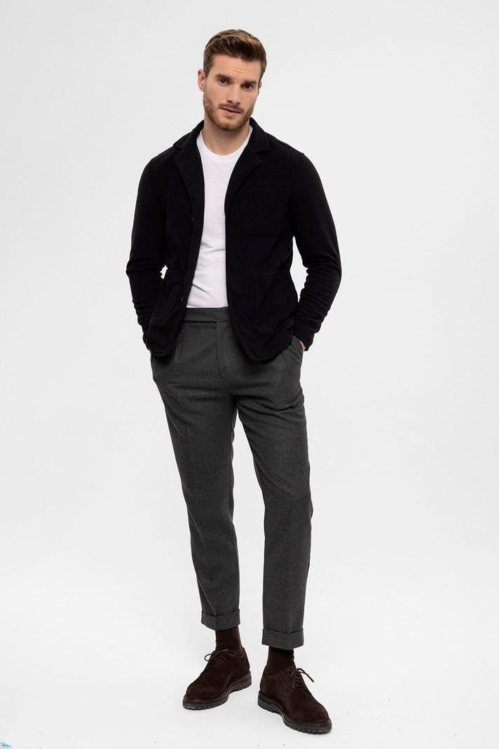 Men's Black Terry Cloth Spring  Coat - Wessi