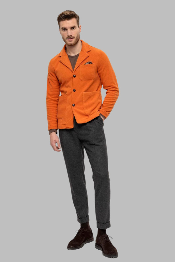 Men's Orange Terry Cloth Spring  Coat - Wessi