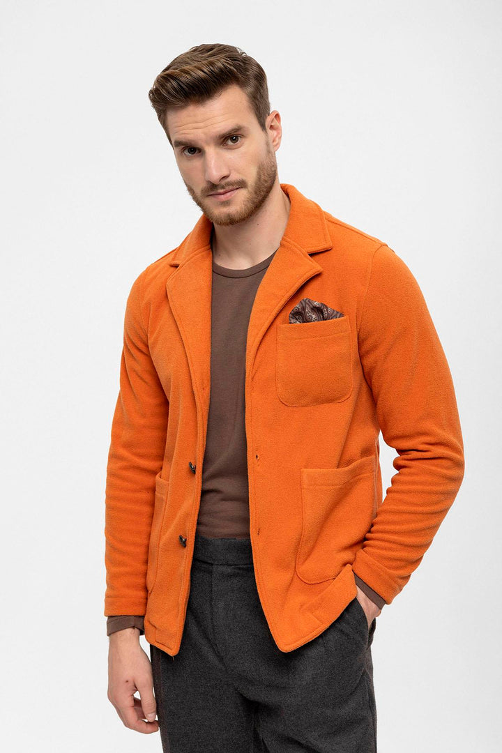 Men's Orange Terry Cloth Spring  Coat - Wessi
