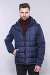 Manteau d'hiver à capuche bleu marine pour homme - Wessi