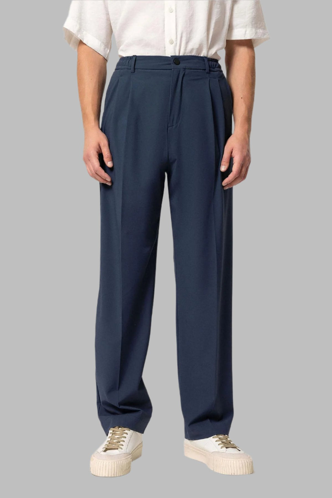 Men's Indigo Elastic Waist High-Waist Pleated Pants - Wessi