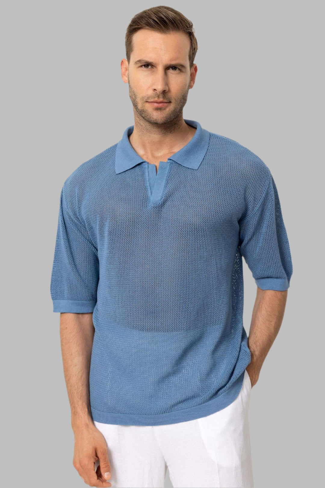 T-Shirt Tricot Col Polo Homme Indigo Wessi