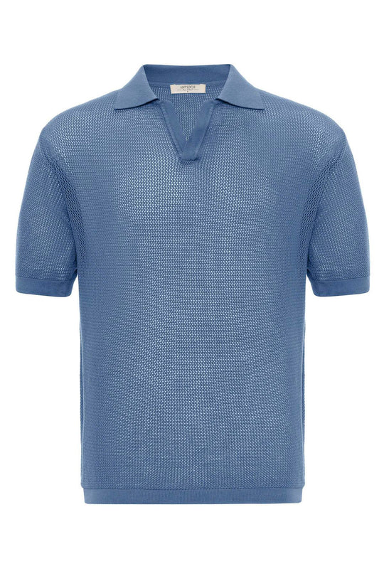 T-Shirt Tricot Col Polo Homme Indigo - Wessi