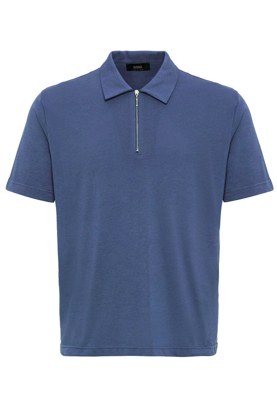 T-Shirt Zippé Col Polo Homme Indigo - Wessi