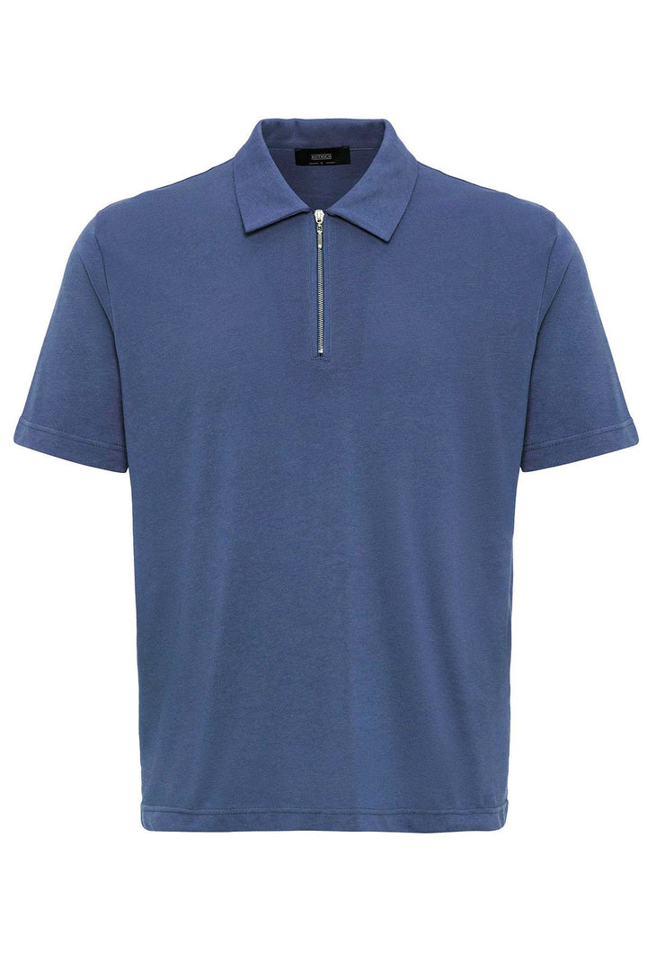 T-Shirt Zippé Col Polo Homme Indigo - Wessi