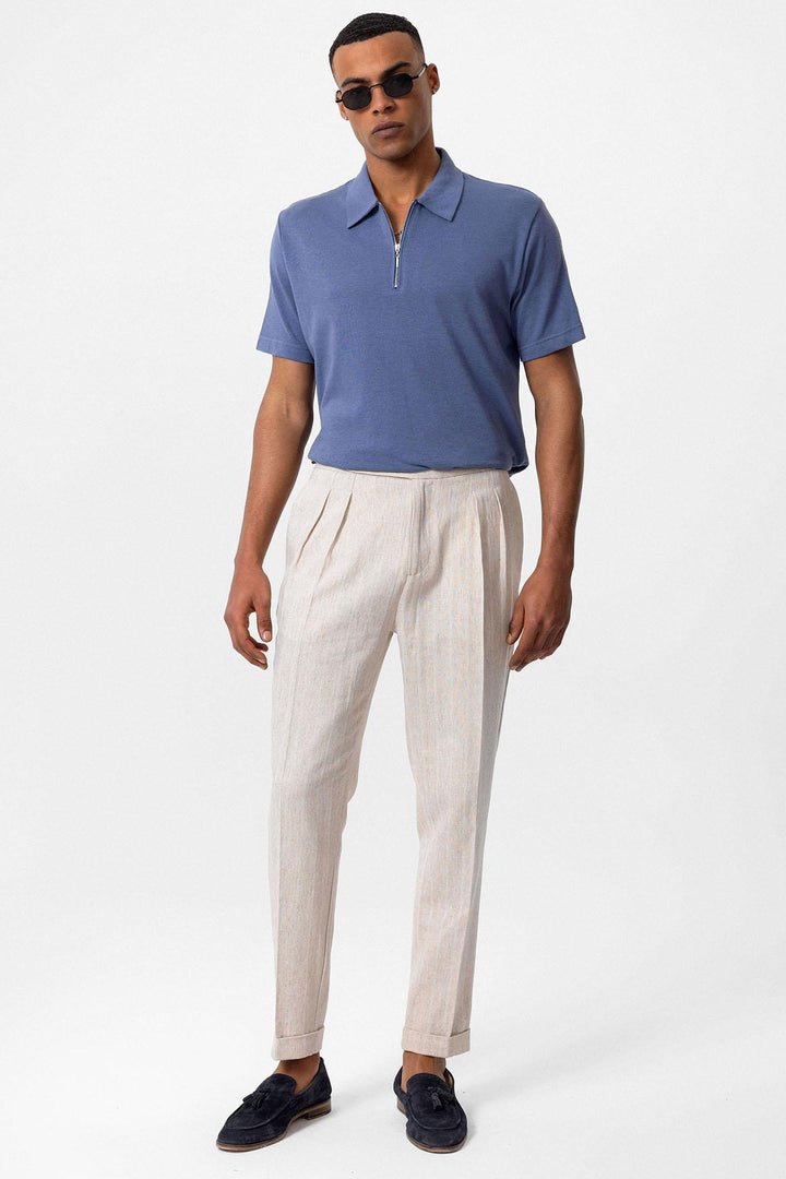 T-Shirt Zippé Col Polo Homme Indigo - Wessi