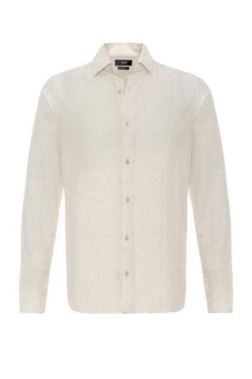 Men's Ecru Embroidered  Shirt - Wessi
