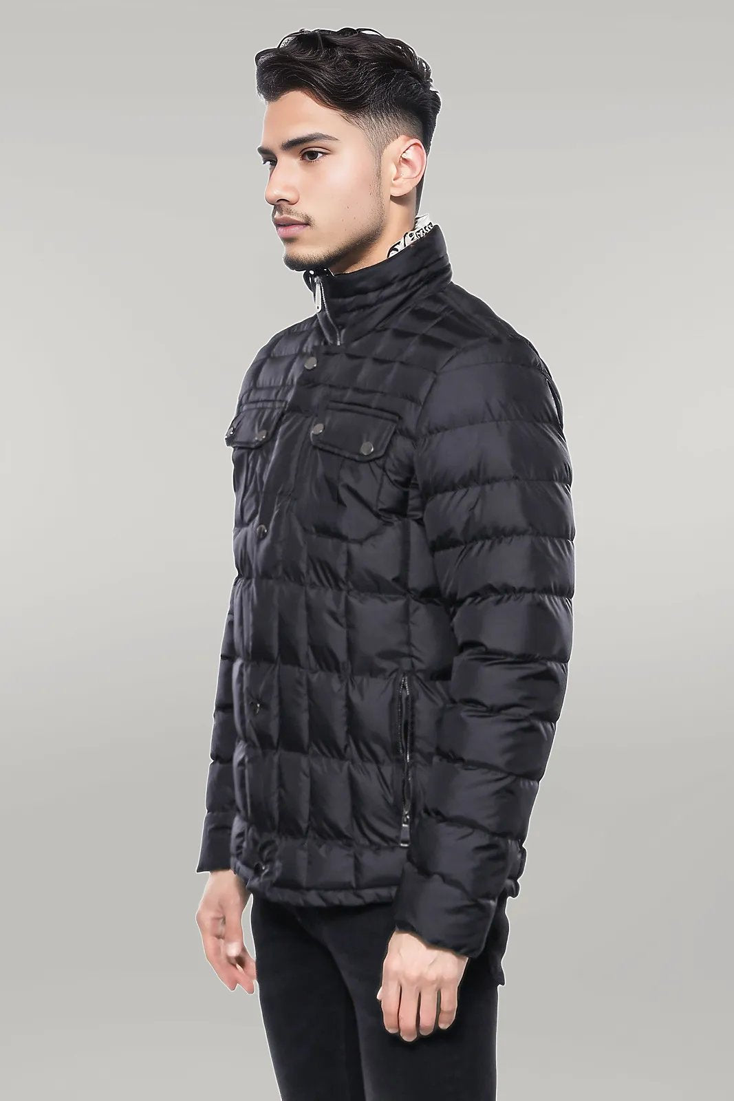 Quilted Black Men Winter Coat - Wessi