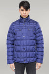 Quilted Blue Men Winter Coat - Wessi