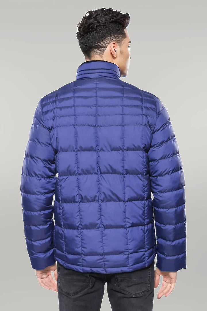 Quilted Blue Men Winter Coat - Wessi