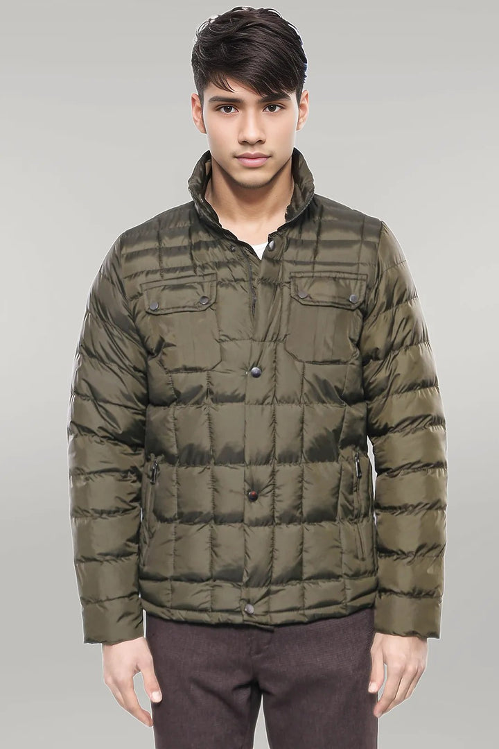 Quilted Green Men Winter Coat - Wessi