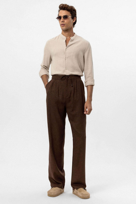 brown linen dress pants men Odana's | BEACH