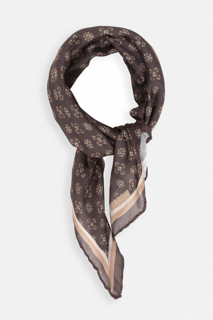 Men's Brown Floral Patterned Scarf - Wessi