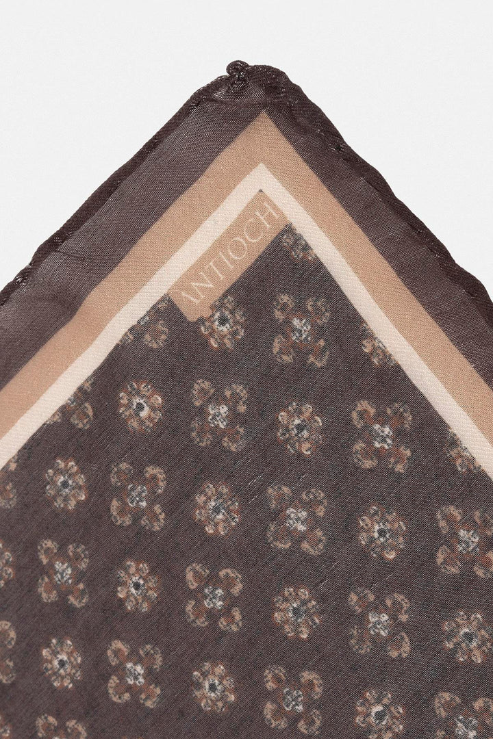Men's Brown Floral Patterned Scarf - Wessi