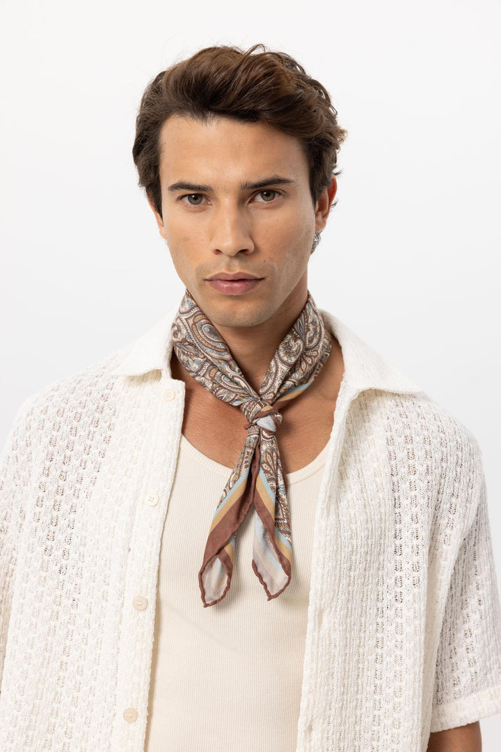 Men's Brown Patterned Scarf - Wessi