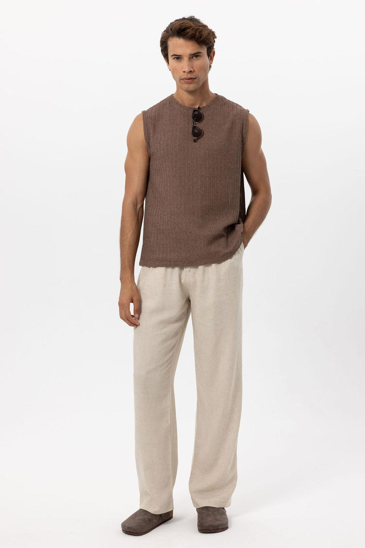 Camiseta sin mangas con textura marrón para hombre - Wessi