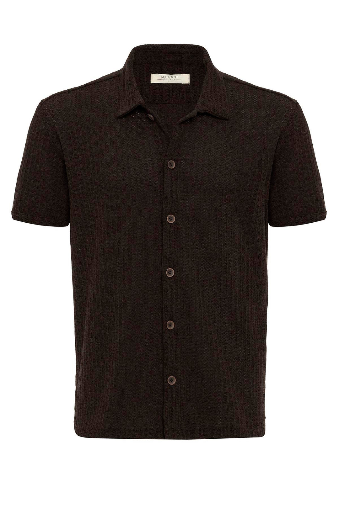 Men's Brown Polo Collar Knit Short-Sleeve Shirt - Wessi