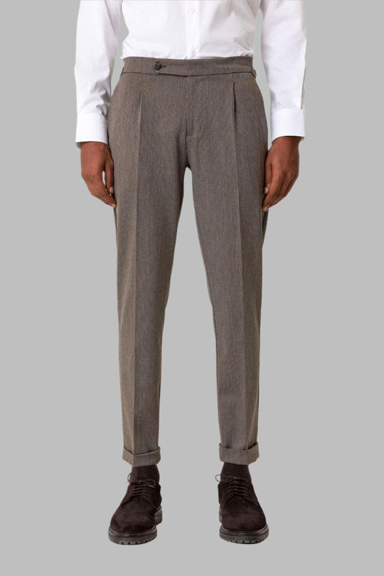 Brown High Waist Pleated Double Leg Men's Trousers - Wessi Wessi - Discover Diversity Brown High Waist Pleated Double Leg Men's Trousers - Wessi Wessi - Discover Diversity