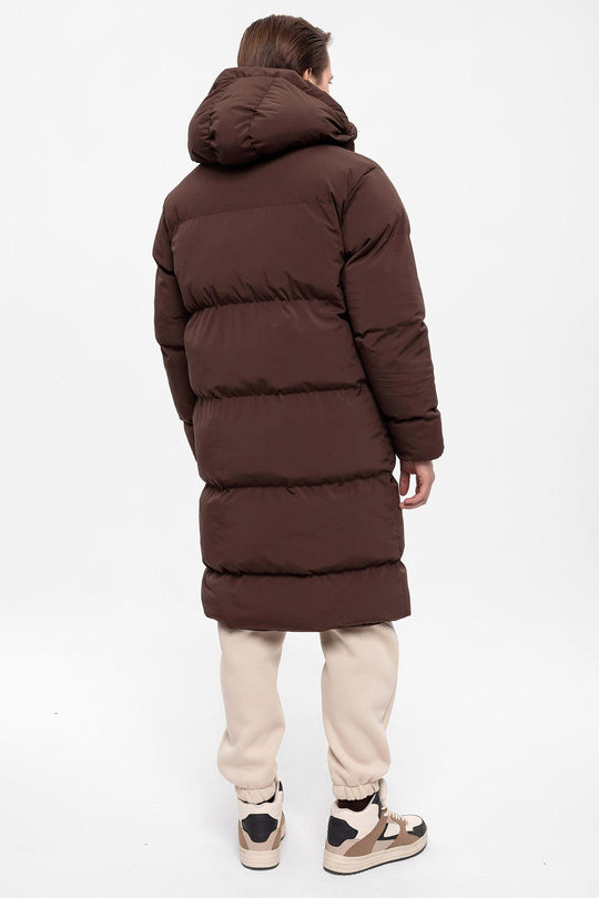Doudoune longue à capuche marron pour homme - Wessi