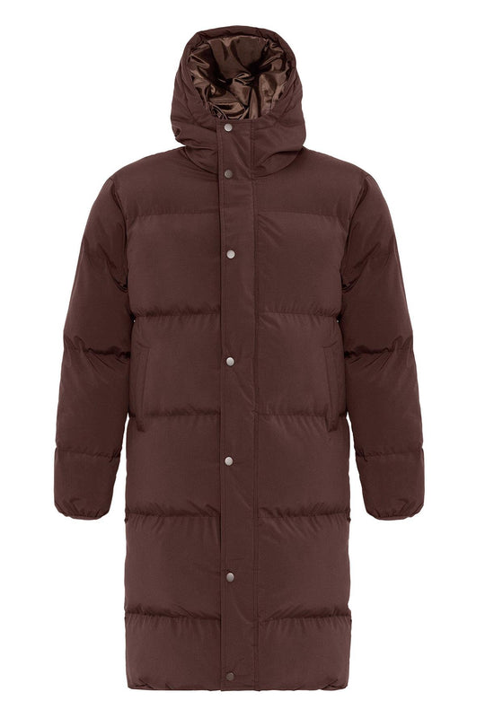 Doudoune longue à capuche marron pour homme - Wessi
