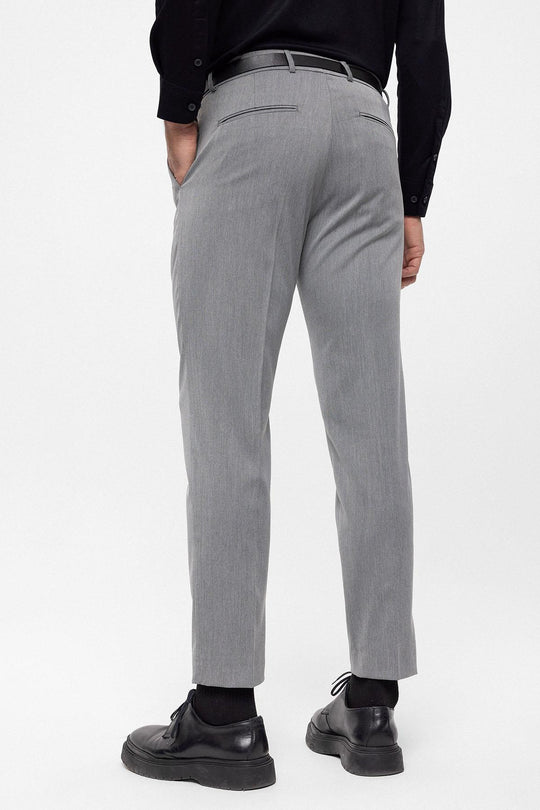 Pantalon Taille Haute Ceinturé Gris Homme - Wessi
