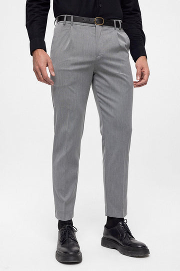Pantalon Taille Haute Ceinturé Gris Homme - Wessi
