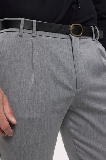Pantalon Taille Haute Ceinturé Gris Homme - Wessi