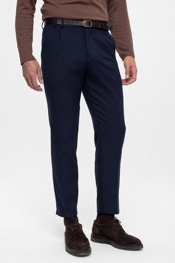 Pantalón de hombre de cintura alta azul marino con cinturón - Wessi
