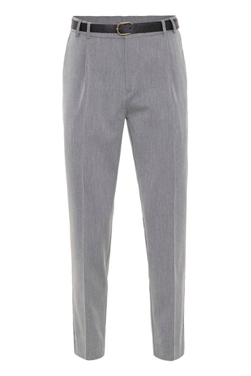 Pantalon Taille Haute Ceinturé Gris Homme - Wessi