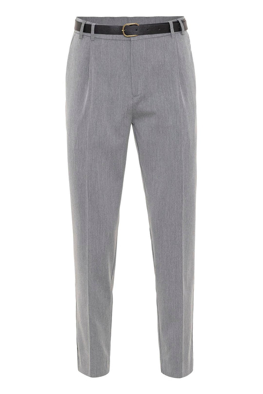 Pantalon Taille Haute Ceinturé Gris Homme - Wessi
