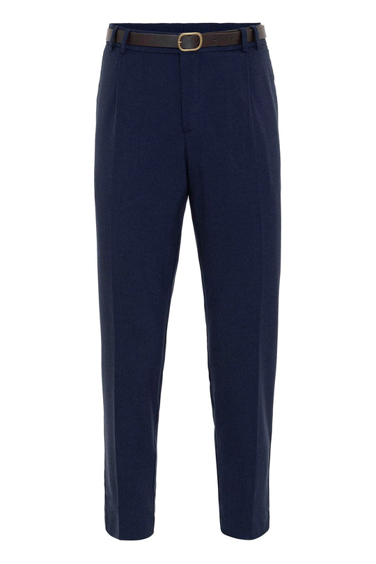 Pantalón de hombre de cintura alta azul marino con cinturón - Wessi