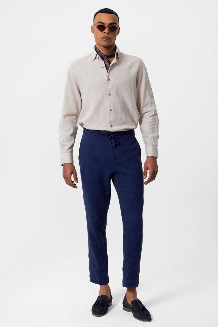 Camisa de mezcla de lino beige para hombre - Wessi