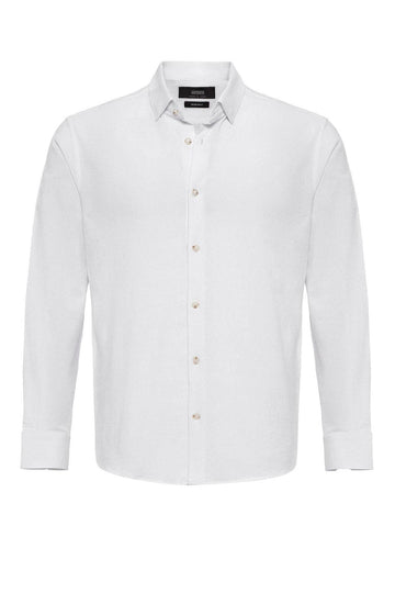 Men's White Linen Blend  Shirt - Wessi