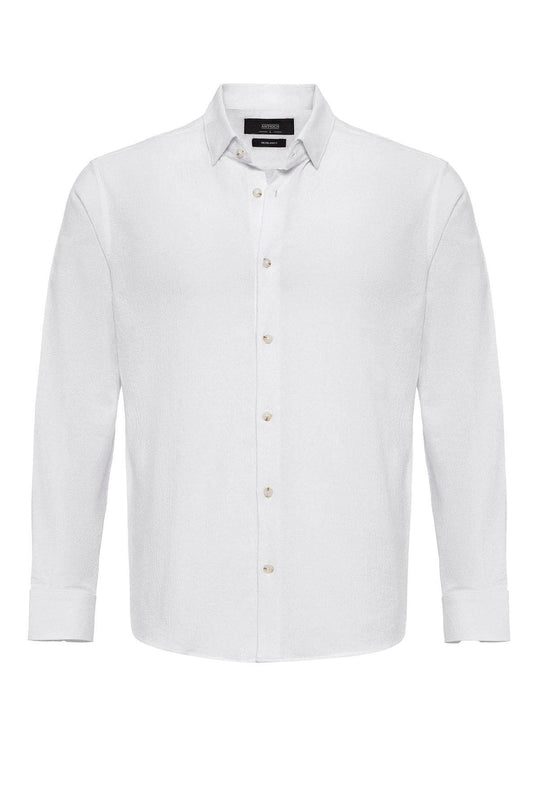 Men's White Linen Blend  Shirt - Wessi