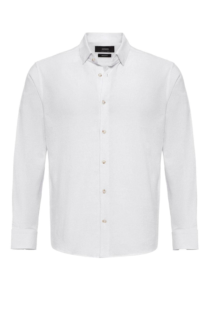 Men's White Linen Blend  Shirt - Wessi