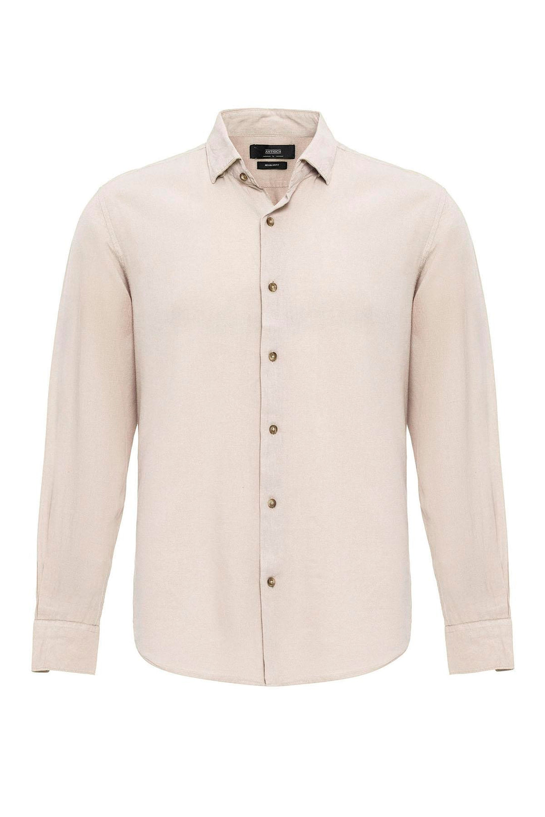 Camisa de mezcla de lino beige para hombre - Wessi