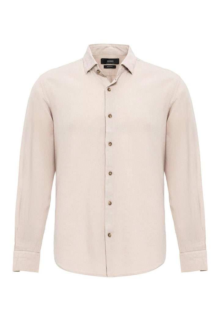Camisa de mezcla de lino beige para hombre - Wessi