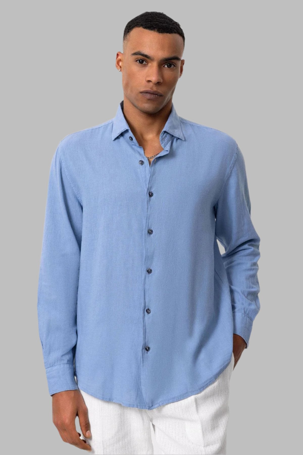 Camisa azul celeste hombre deals