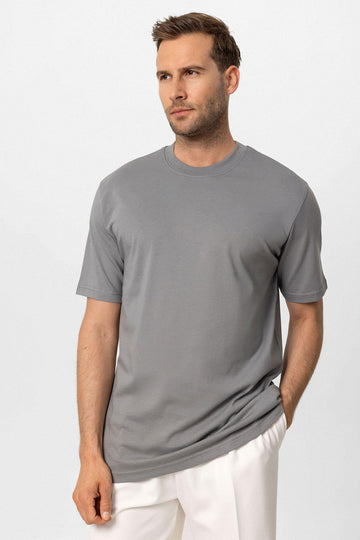 Camiseta Básica Hombre Cuello Redondo Gris Oscuro - Wessi