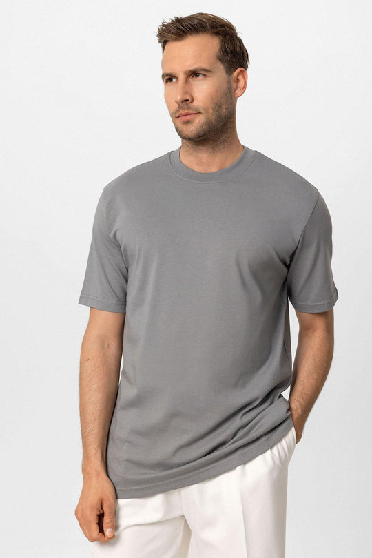 Camiseta Básica Hombre Cuello Redondo Gris Oscuro - Wessi