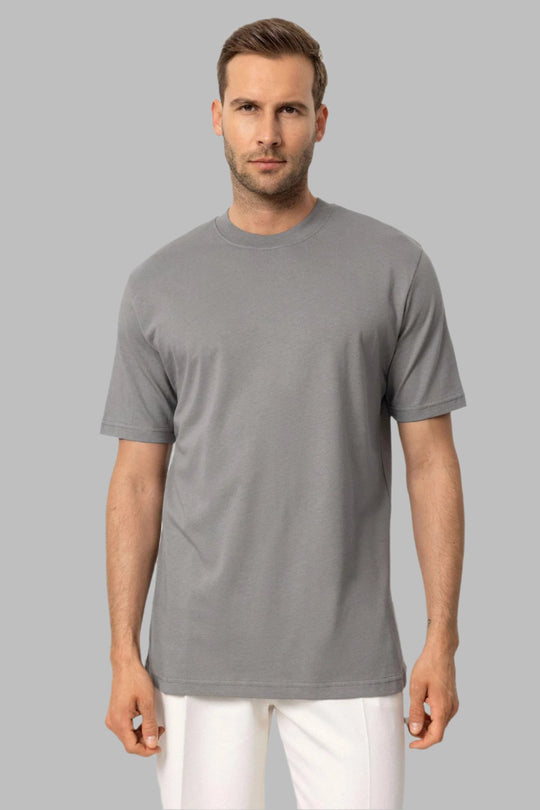 Camiseta Básica Hombre Cuello Redondo Gris Oscuro - Wessi