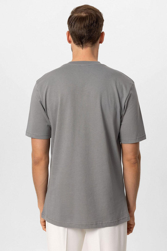 Camiseta Básica Hombre Cuello Redondo Gris Oscuro - Wessi