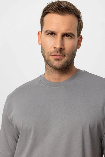 Camiseta Básica Hombre Cuello Redondo Gris Oscuro - Wessi